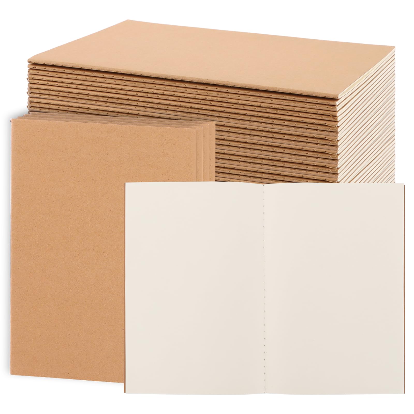 APACALI 30 Pack A5 Notebook Multipack, 60 Pages Kraft Notebooks A5, A5 Blank Notebook, A5 Notepad for Diary, Memo, Office Supplies, Brown
