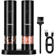 Electric Salt and Pepper Grinder Set-Rechargeable Salt and Pepper Mill Set All in One, Automatic Refillable Adjustable Coarseness Ceramic Grinder, Salt and Pepper Shakers for Kitchen Gadgets