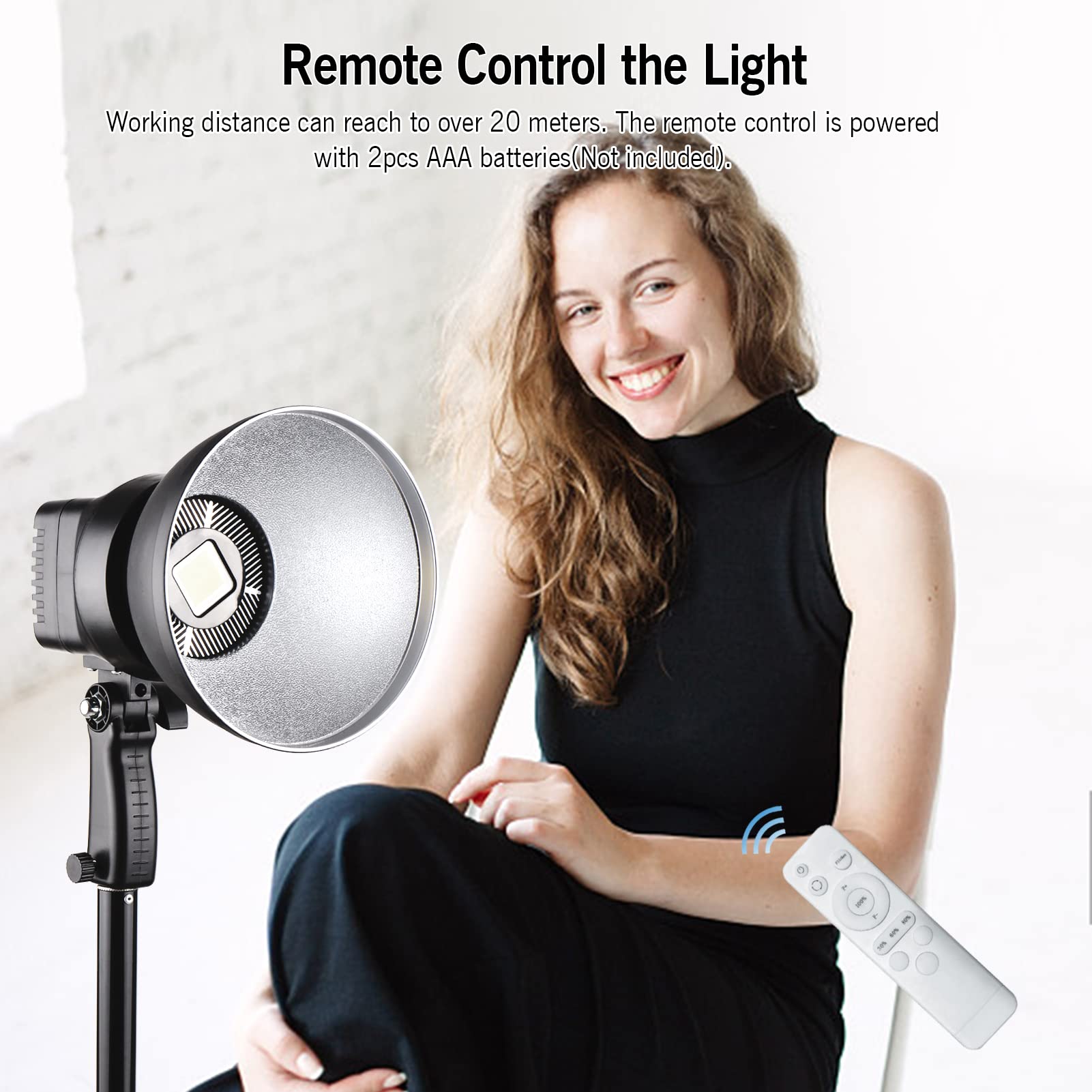Andoer LED-Videolicht, 150 W, 6500 K, 15000 lm, CRI95 + 10 % -100 % Bowens-Halterung, dimmbar, mit 3 Filterpaneelen, Fernbedienung