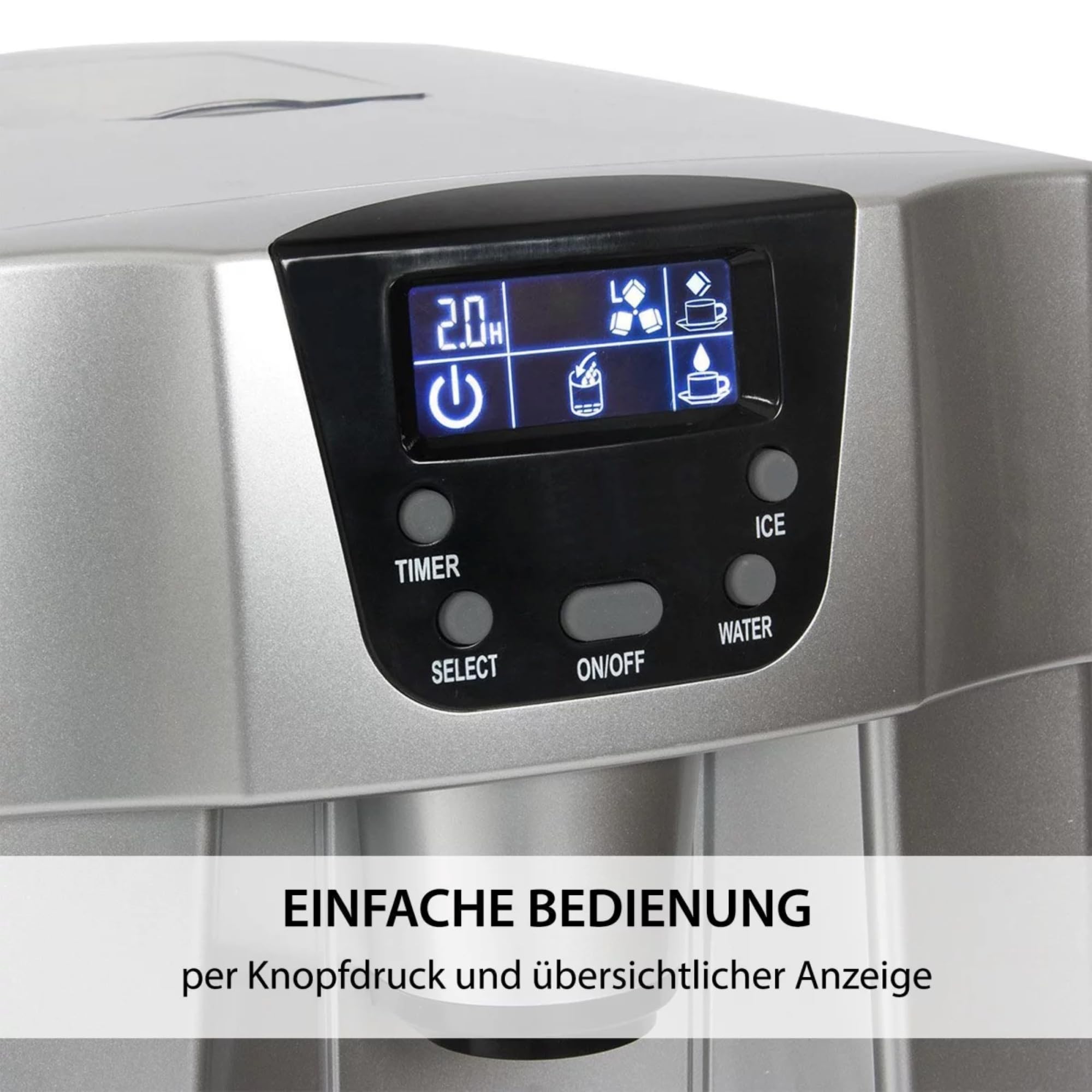 Syntrox Germany Eiswürfelmaschine Plumpix (Display + Eiswasserfunktion), 500 Watt, Eiswürfelautomat mit Wasserfunktion, Eiswasserfunktion mit Spender, einfache Bedienung