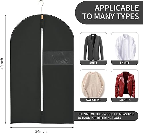 Miniatura 2 de HWAJAN Paquete de 6 bolsas de ropa de 24 x 40 pulgadas para almacenamiento de tela no tejida, bolsas de vestir moradas para colgar ropa, bolsas de