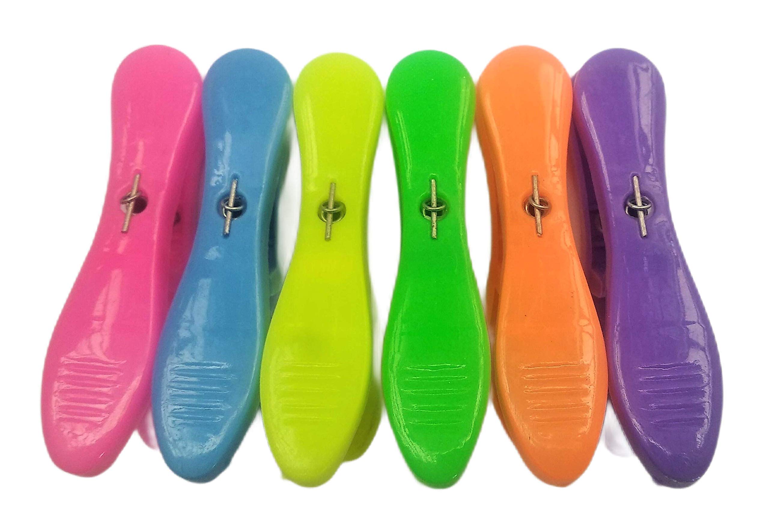 Blue Orange Long Lasting Plastic Jumbo Clothespins (Multicolor) -Strong Grip-,Weather-Resistant, Multipurpose Clip- Use As Clothesline Laundry Clips, Chip Bag Clips, Hanger Clips (Pack of 12)