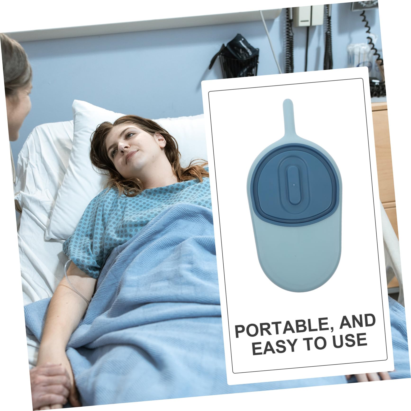 COLLBATH Padella per Anziani Allettati con Coperchio Antitrabocco Portatile in Pp per Donne e Uomini, Design Semplice e Moderno per Uso Ospedaliero e Domiciliare
