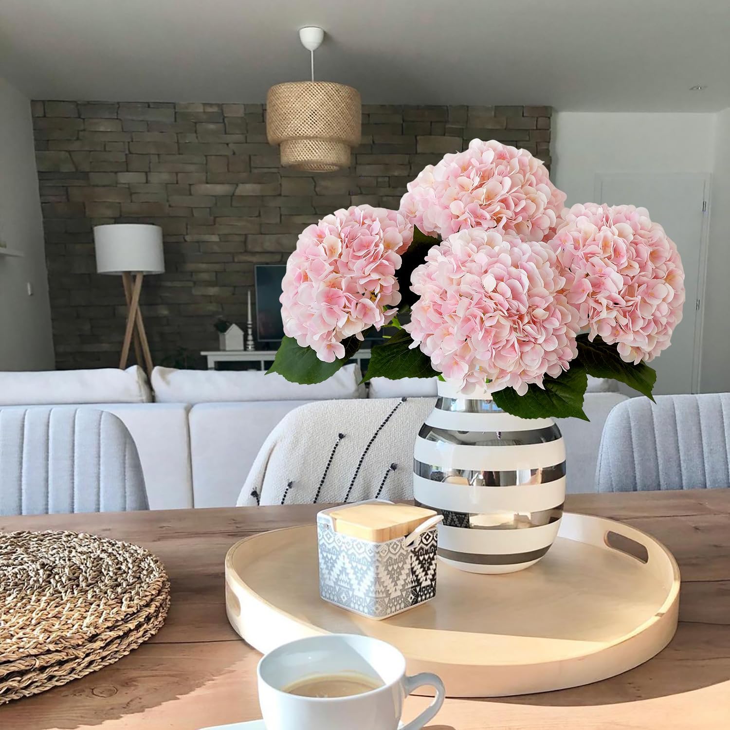 Pink Flowers Silk Artificial Hydrangeas, 4Pcs 22" Lifelike Large Silk Flowers with Stems, Artificial Flowers for Wedding Bouquet Table Centerpieces Outdoor Home - Image 8