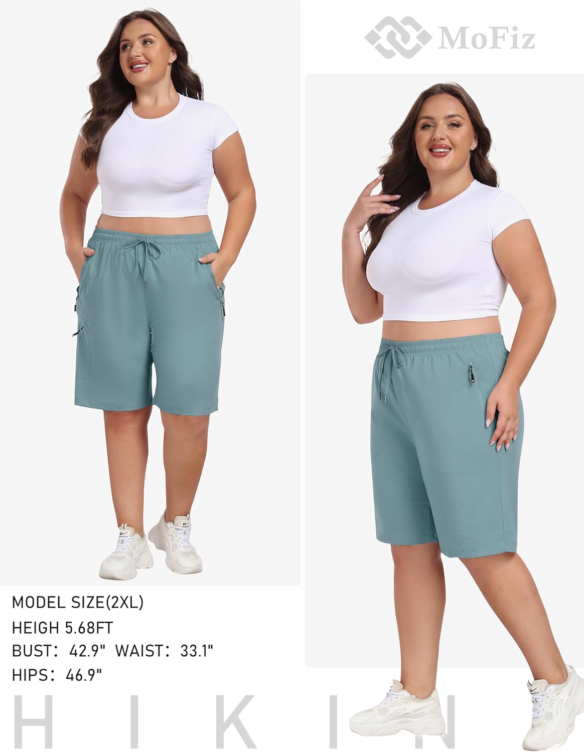 MoFiz Women's Plus Size Hiking Cargo Shorts Quick Dry Golf Active Shorts Lightweight Summer Shorts with Pockets - Image 6