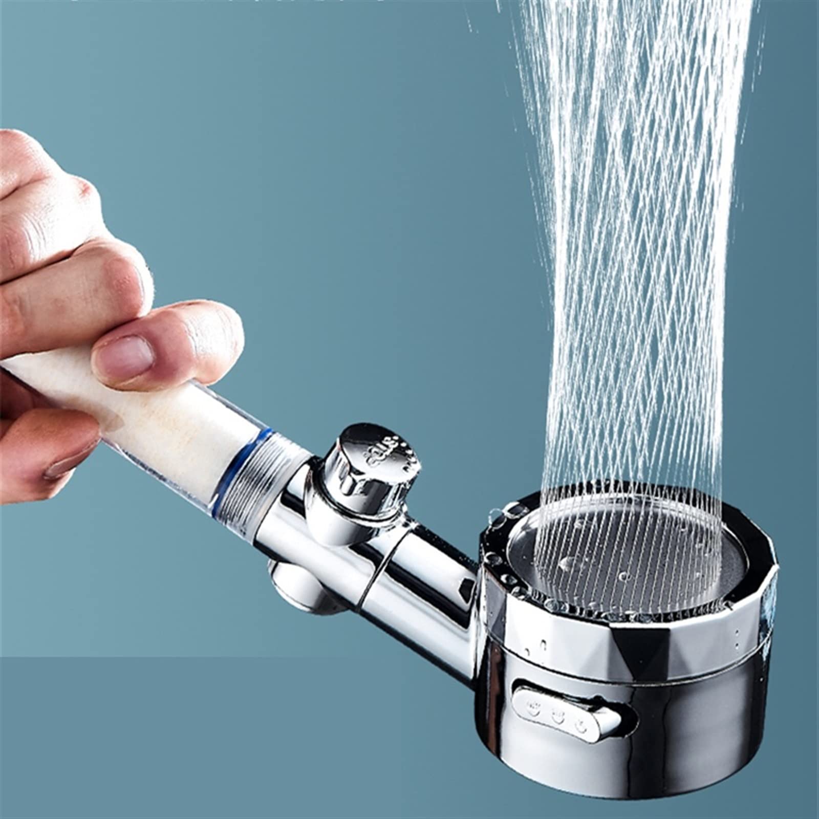 XTYPE 3 modos Turbo cabezal de ducha ahorro de agua flujo ajustar con pequeño filtro de ventilador ABS lluvia alta presión boquilla de pulverización baño