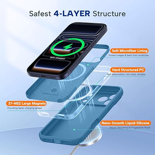 Miniatura 182 de Miracase - Funda diseñada para iPhone 11 con protector de pantalla, funda de goma de silicona líquida, protección total contra caídas y a prueba
