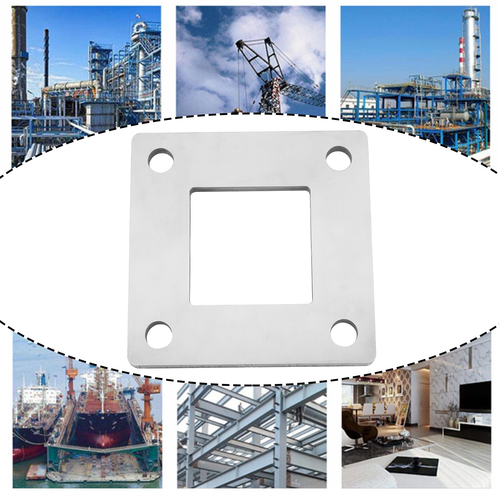 VGOL 304 Stainless Steel Square Pipe Column 100x100mm for 50x50mm Handrail Bracket Cantilever Support Bottom Plate - Image 3