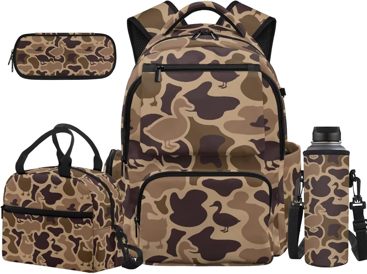 Renewold Kids Backpack Girls Boys School Bag with Lunch Box Pencil Case Water Bottle Sleeve 4 PCS Set for Primary Middle