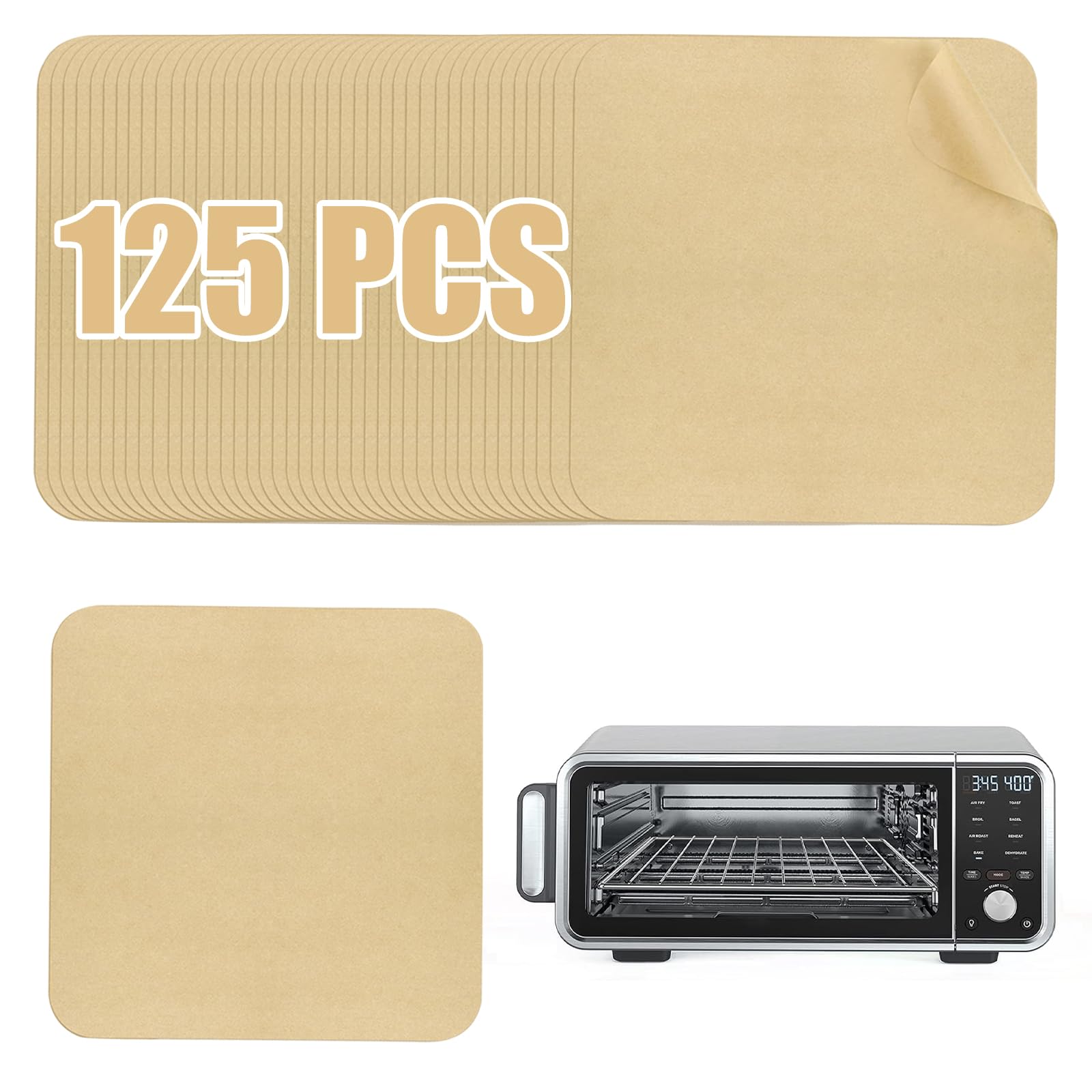 GOAUS Pergamentpapierbögen, 30,5 x 30,5 cm, quadratische Einwegeinlagen, für Luftfritteusen, Toaster, Ofen, ungebleichtes Backpapier, passend für Ninja, Cuisinart, Breville, Instant