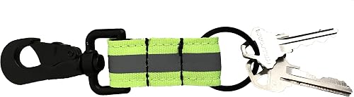 LINE2design Reflective Firefighter Turnout Key Ring - Fire Rescue Key Holder Strap with Heavy Duty Swivel Snap Hook - Green Reflective Design | Perfect Firefighter Gift