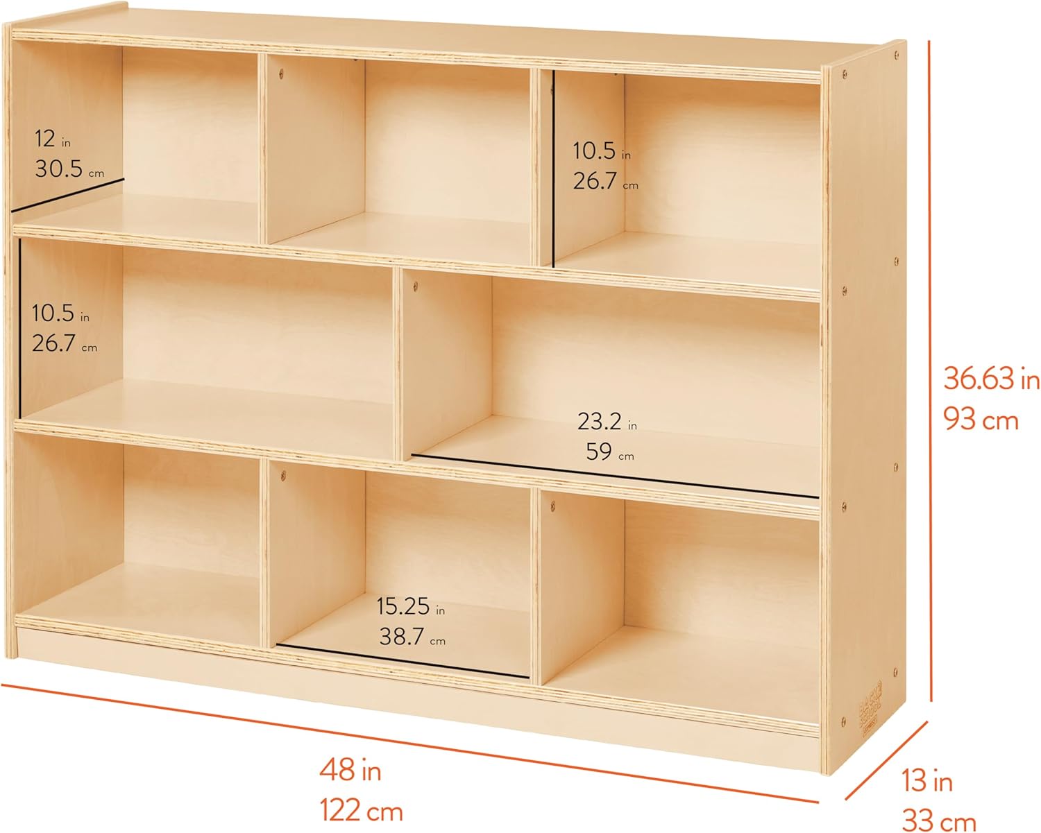 8-Compartment Mobile Storage Cabinet, Elementary, Classroom Furniture, Natural