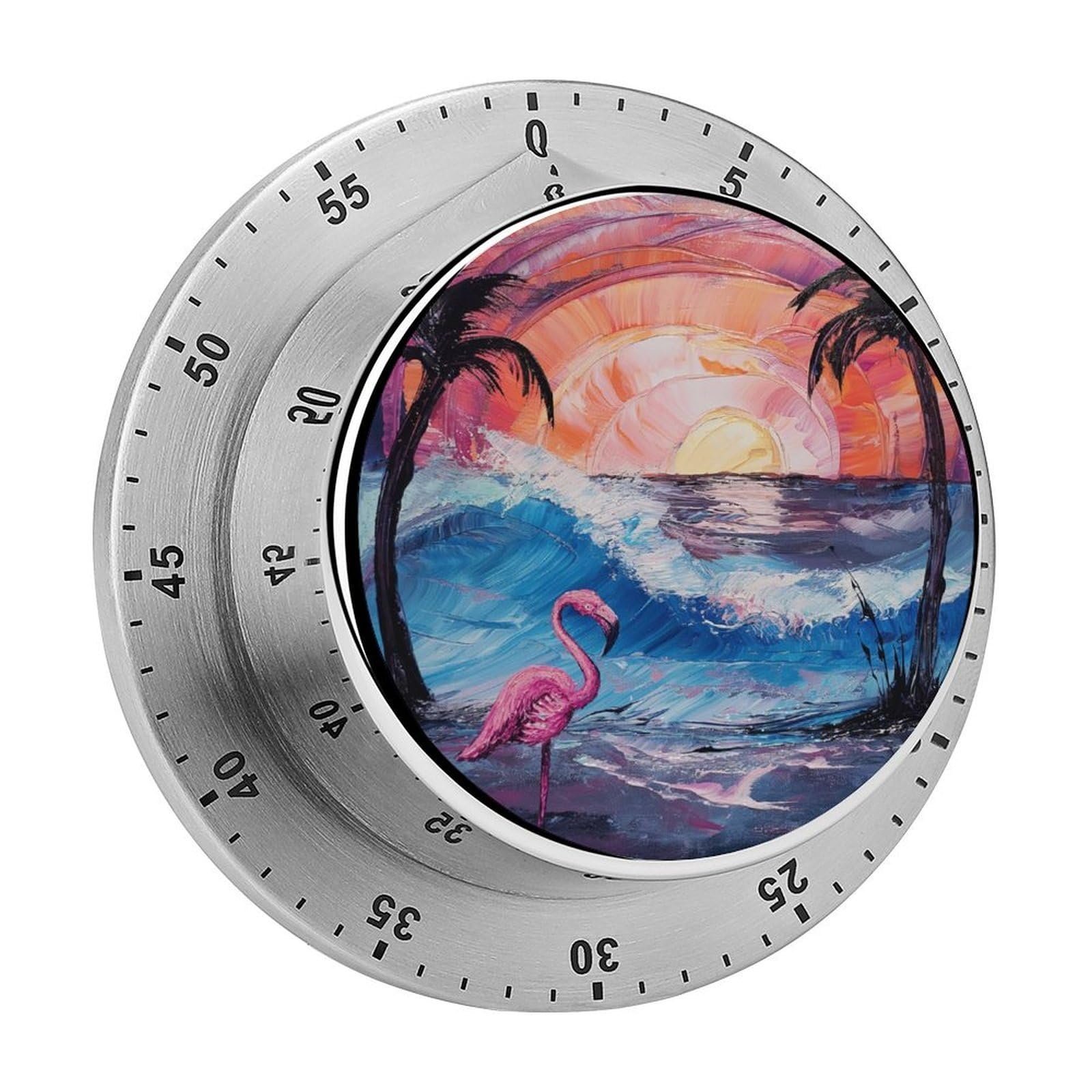 Flamingo Sunset Kitchen Timer Magnetic Countdown Countup Timer for Cooking Baking 8x8cm