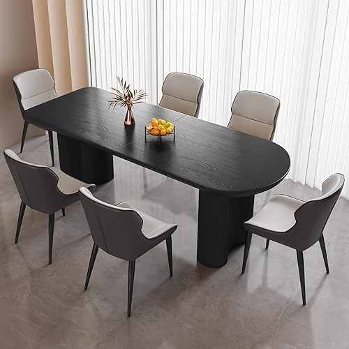 Miniatura 20 de Mesa de comedor que ahorra espacio para apartamentos pequeños para 4-6 personas, muebles resistentes de mediados de siglo (blanco crema, mesa de 55