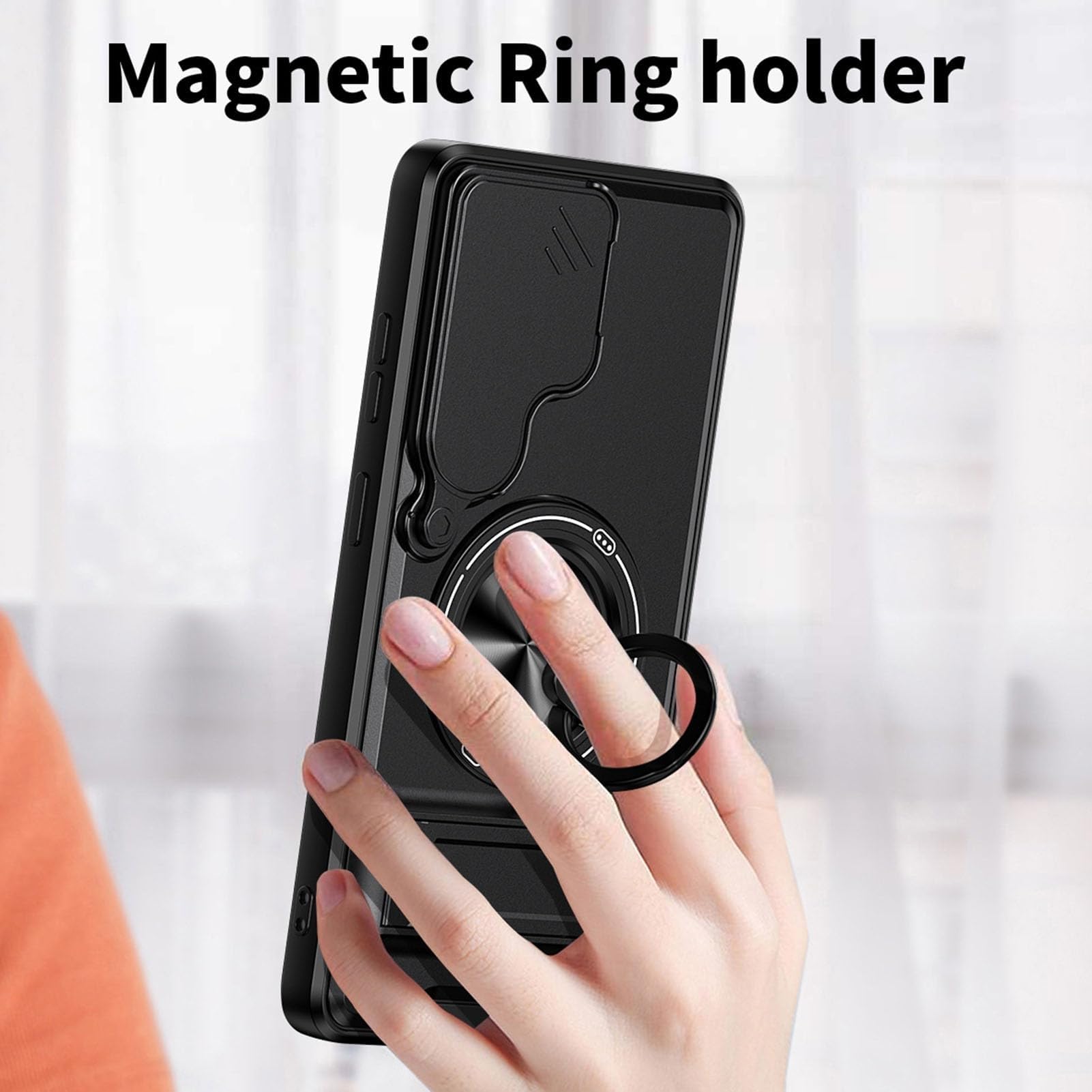 Etui do Samsung Galaxy S26 Ultra/S26 Plus/S26, ultracienkie, magnetyczny uchwyt samochodowy, osłona soczewki przesuwnej (brązowe, S26)