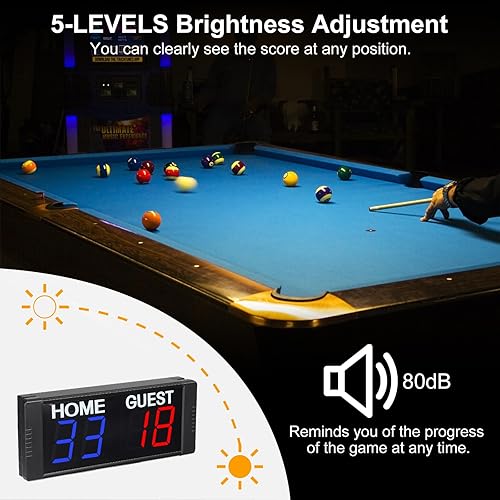 Miniatura 4 de PATIKIL Marcador digital de puntuación Keeper de 1.5 pulgadas, marcador electrónico de mesa portátil con marcador remoto para baloncesto, tenis de