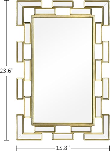 Miniatura 4 de Espejo de pared decorativo dorado de 23.6 × 15.8 "- Espejo de pared rectangular grande con diseño veneciano griego