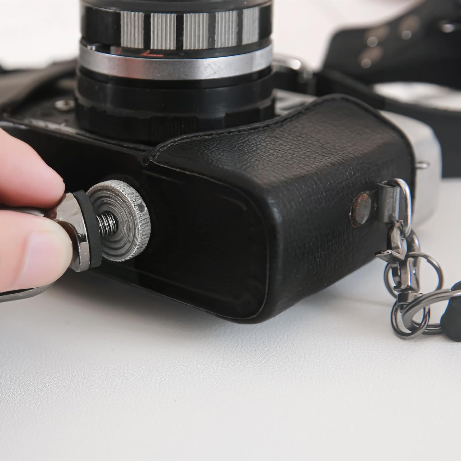 Camera Shoulder Strap for Two Cameras, Adjustable Dual Camera Handmade Retro Leather Strap