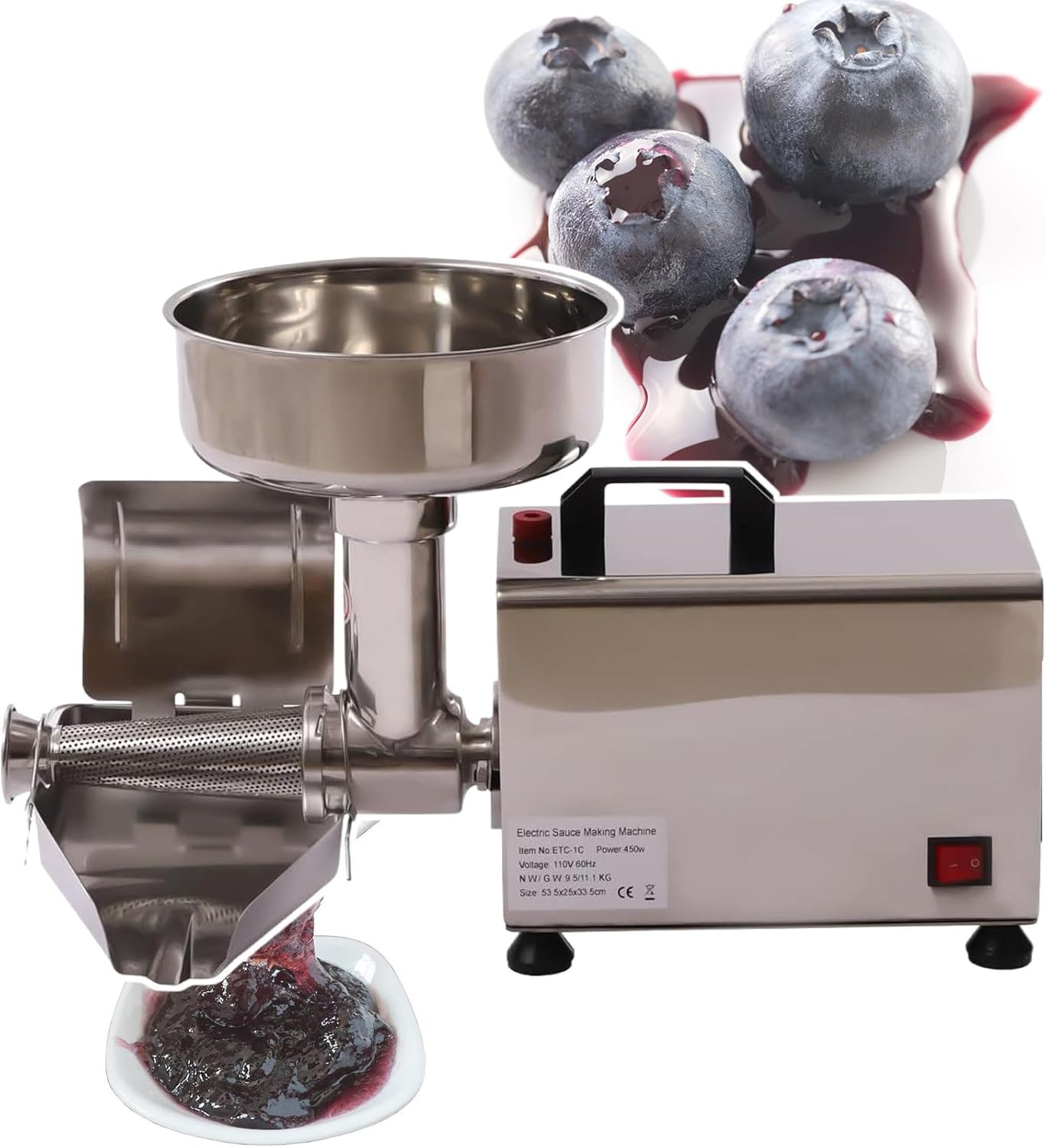Berries Milling Machine,for Maker Strawberry Sauce and Blueberry Sauce, Electric Tomato Strainer,Stainless Steel Made,110V,220V