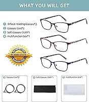 Vista 8 de Gafas de lectura bifocales pequeñas para mujer, con luz azul, lector de computadora, parte superior transparente, Cateye para mujer, gafas elegantes