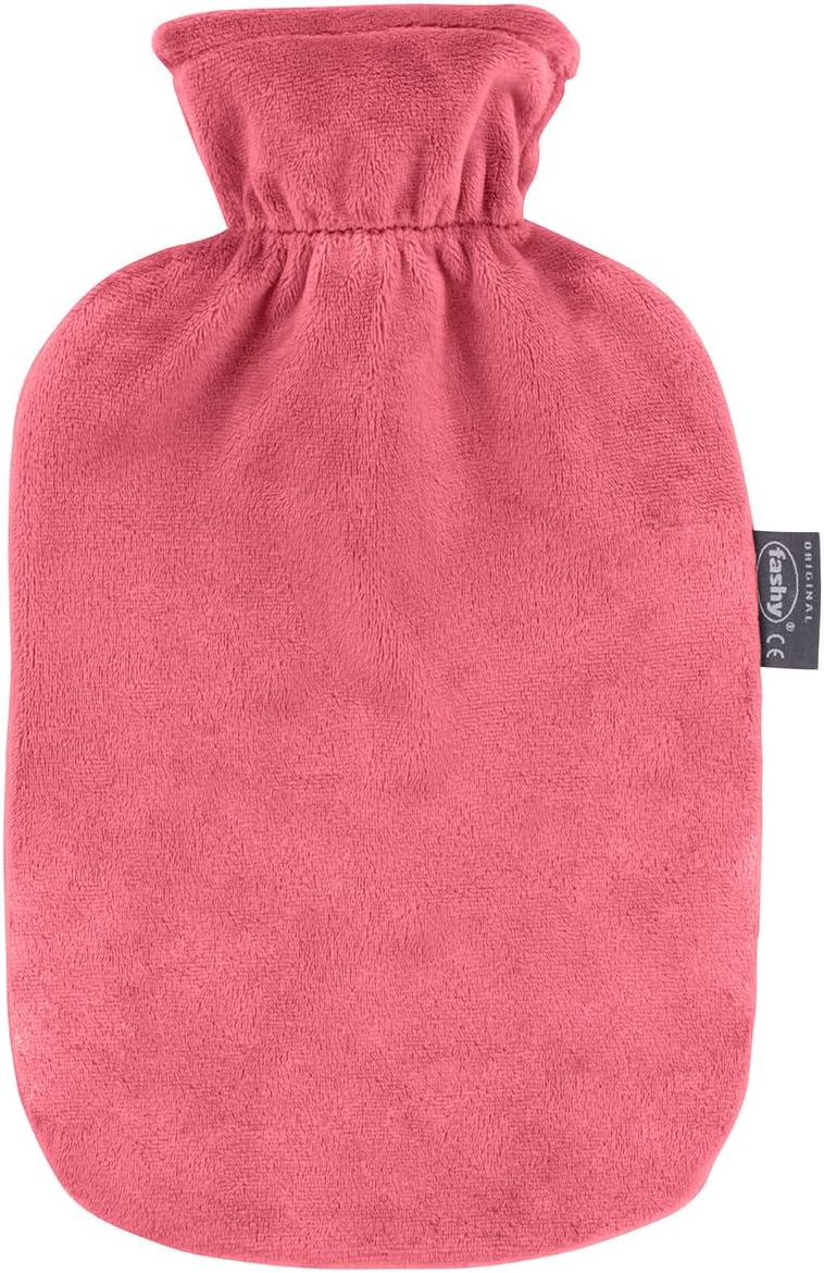 Fashy2L Hot Water Bottle with Coral Plush Fleece Cover