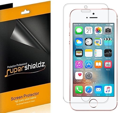 Supershieldz (6 unidades) Diseñado para iPhone SE (1ª generación, edición 2016), iPhone 5S y 5, protector de pantalla transparente de alta