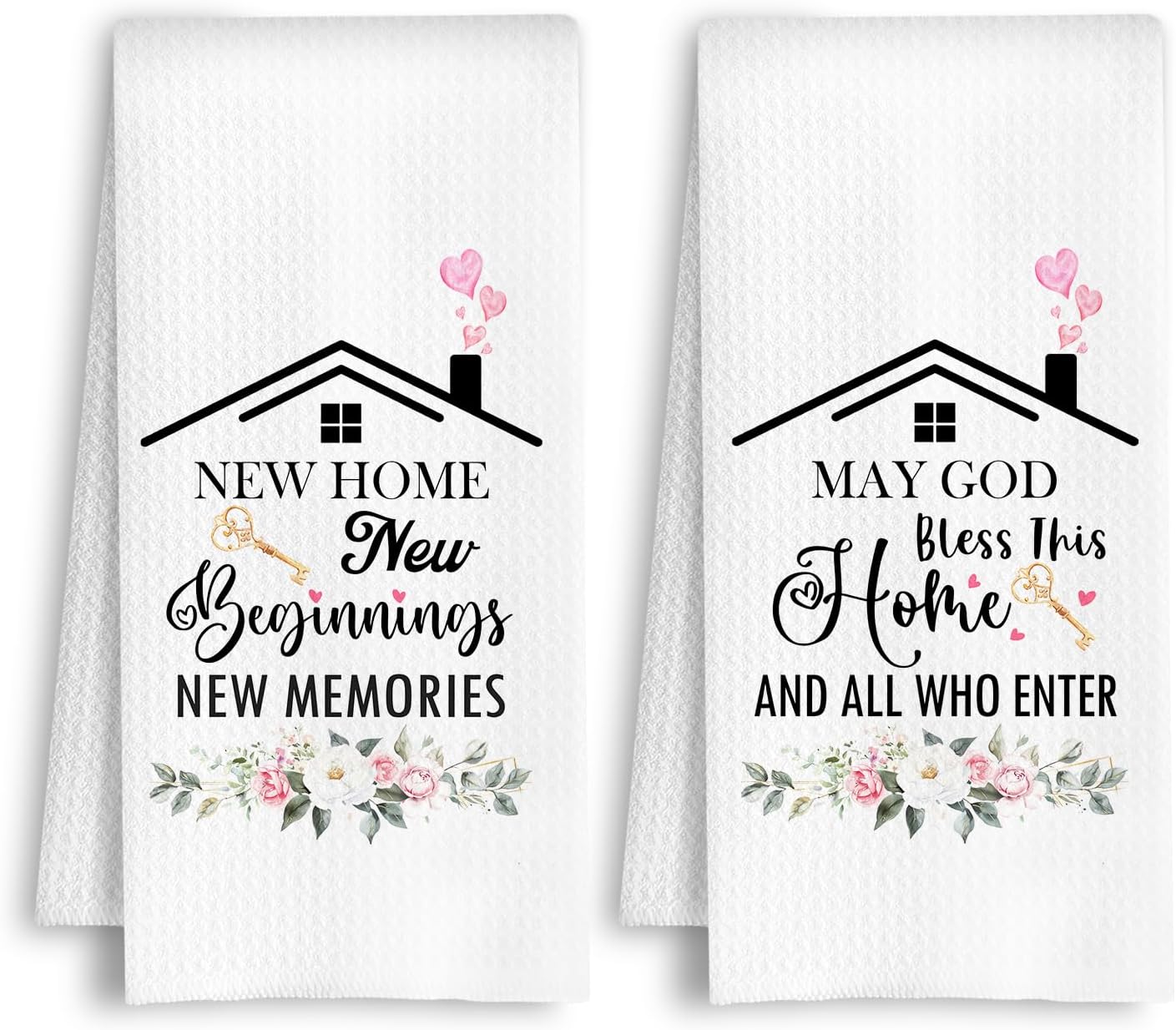 New Home Gifts Kitchen Towels, Housewarming Gifts for New House Dish Towels, House Warming Gift Hand Tea Towel for Bathroom Kitchen, 16x24 Inch Set of 2