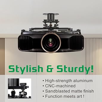 Projector Ceiling Mount, Low Profile 5, 55lbs Max, Black, LC1212
