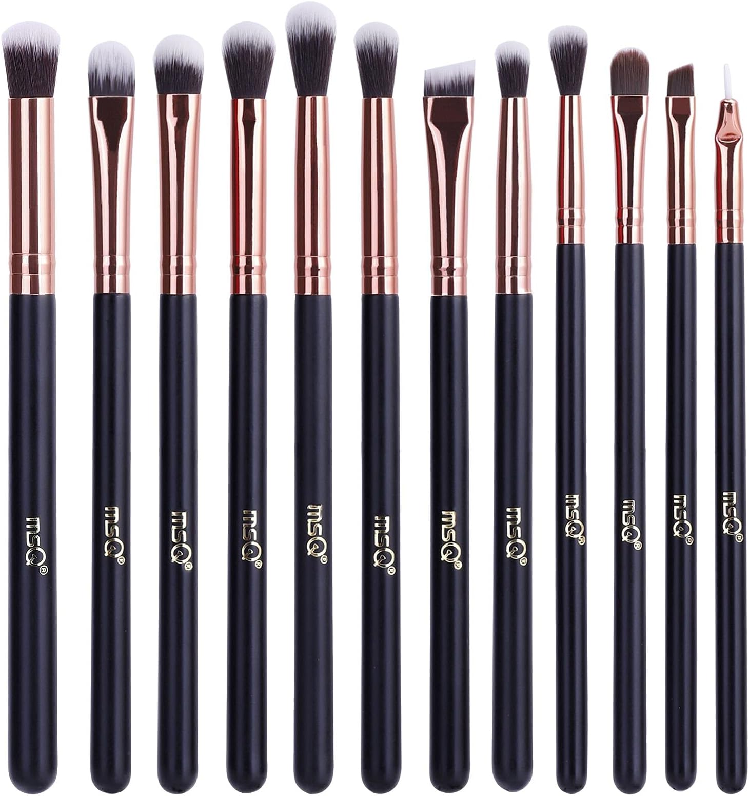 12pcs Eye Makeup Brush Set Pro Eyeshadow Makeup Brushes Set Premium Synthetic Eyeshadow Brushes for Concealer Eyebrow Eyeliner Eyeshadow Blending Rose Gold
