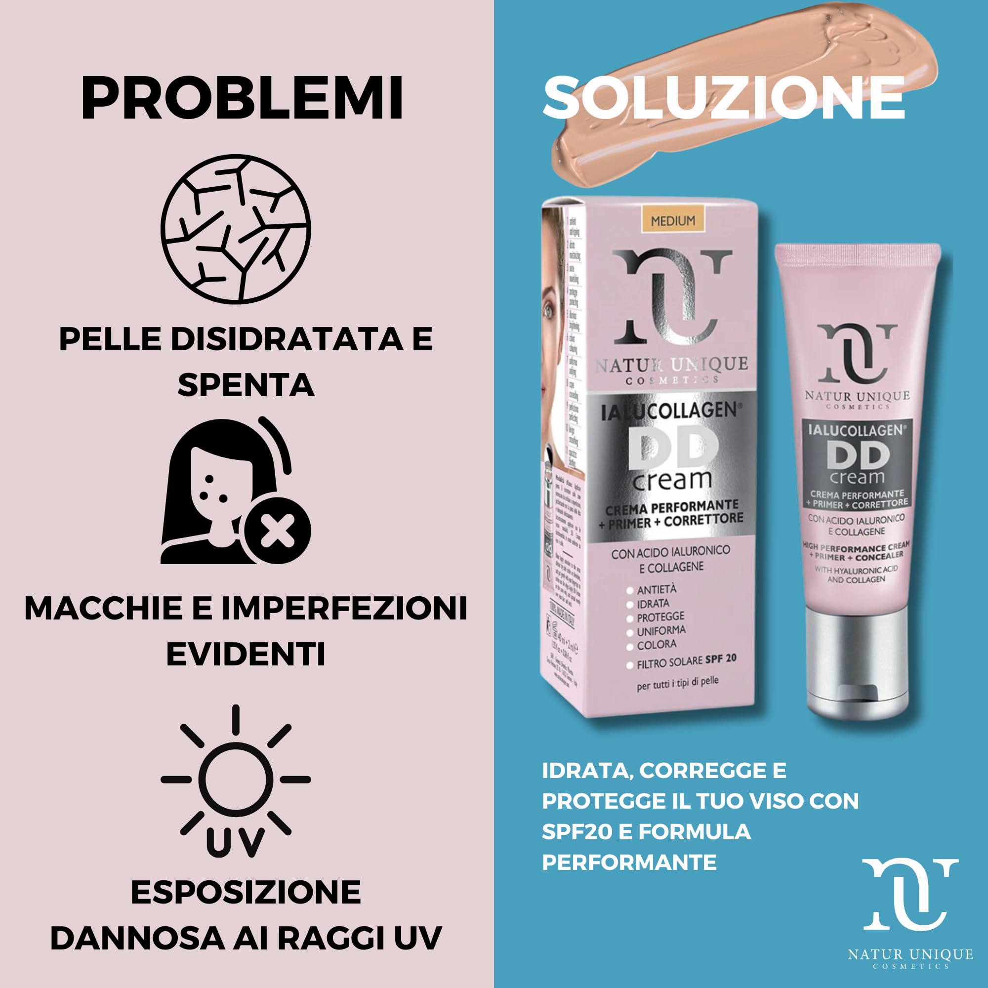 DD Cream mit feuchtigkeitsspendendem Concealer Light | Make-up und Skincare in einem Produkt | SPF20 für Sonnenschutz | Gesichtscreme, gleichmäßiger und Anti-Aging | feuchtigkeitsspendende