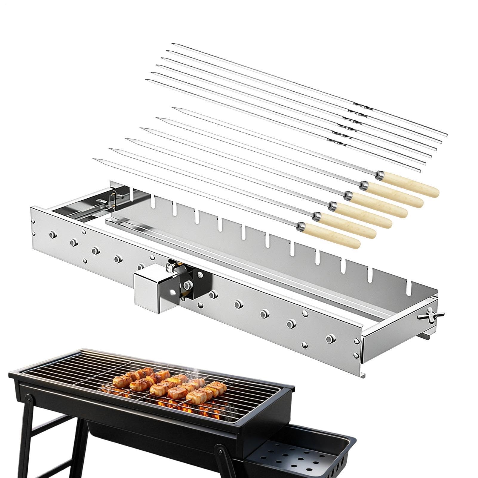 Pincho Giratorio Estante De Ancho Ajustable Para Parrilla Con Brochetas | Rejilla Giratoria de Asado Alimentada por USB Para Cocinar al Aire Libre Camping Barbacoa Jardín Vacacionales Reuniones Fa