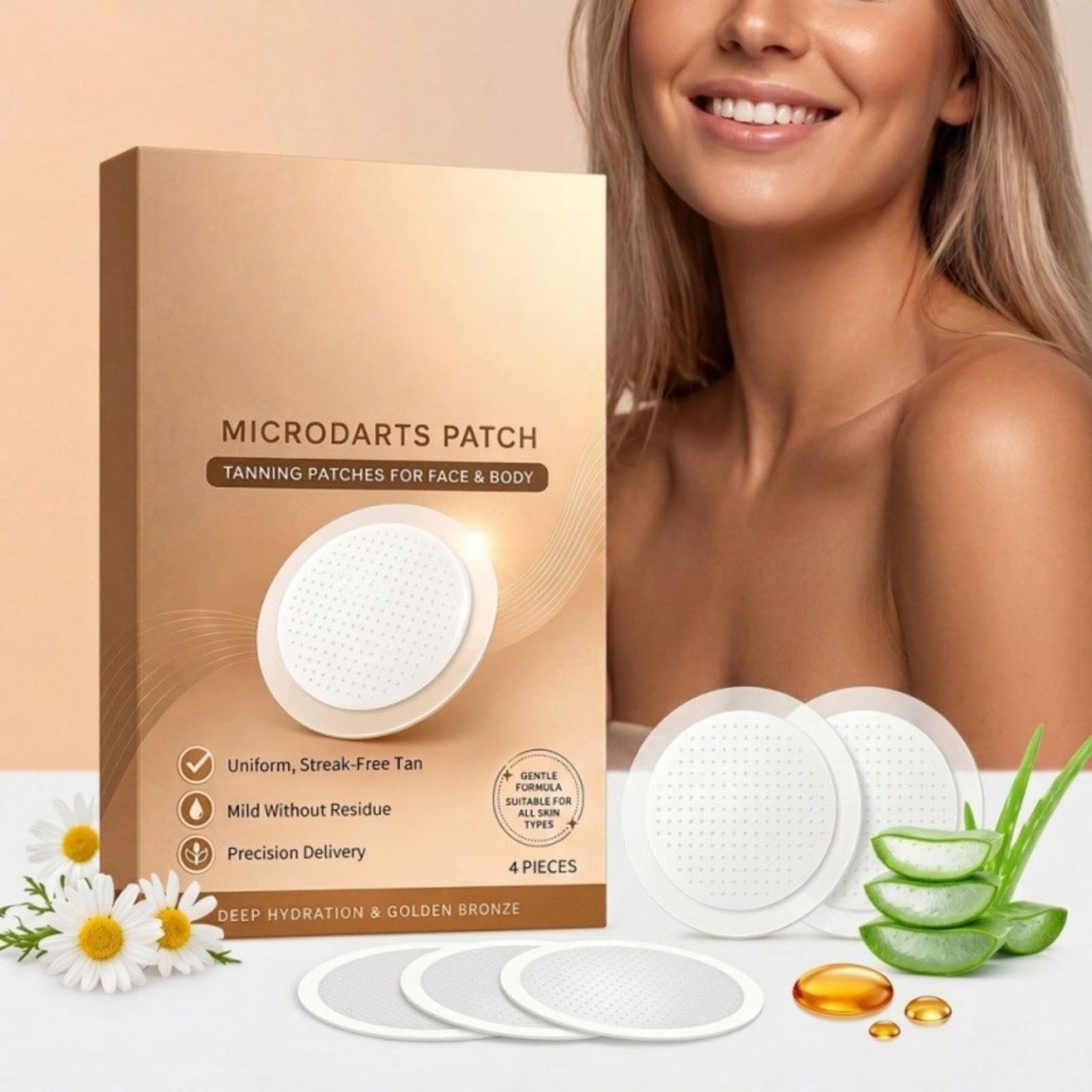 Samopalacz Microneedles, naklejki do opalania bez słońca, aby uzyskać ciemną i równą skórę, wygodna w użyciu w domu do pielęgnacji skóry