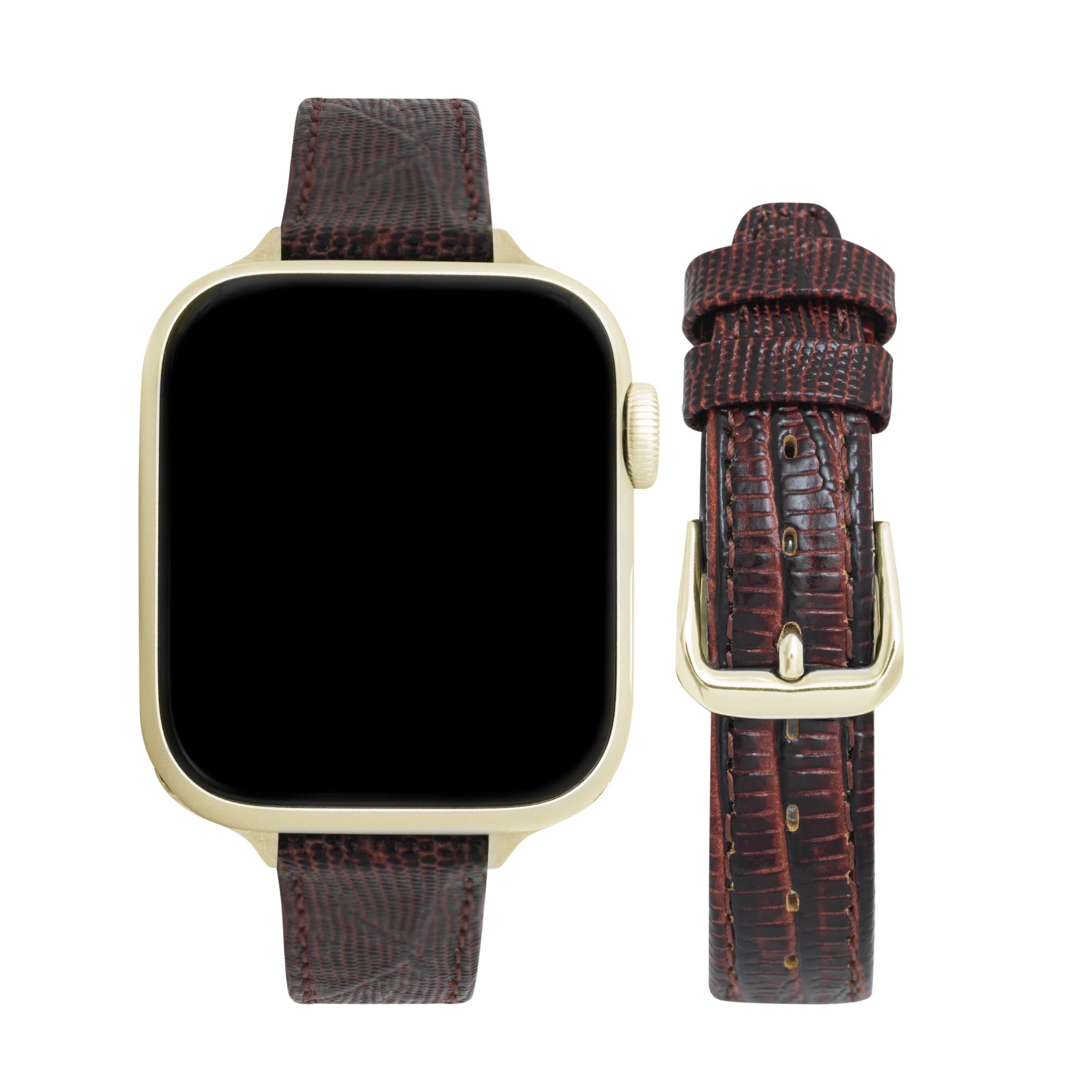 - Bandini Slim Womens Leather Strap for Apple Watch Band - Womens Leather iWatch Band For Apple Watch 46mm 45 44 42 41 40 38 49, Ultra 3 2 1, SE1-SE3, Series 1 to 11, Buffalo, Alligator, Lizard, Croco