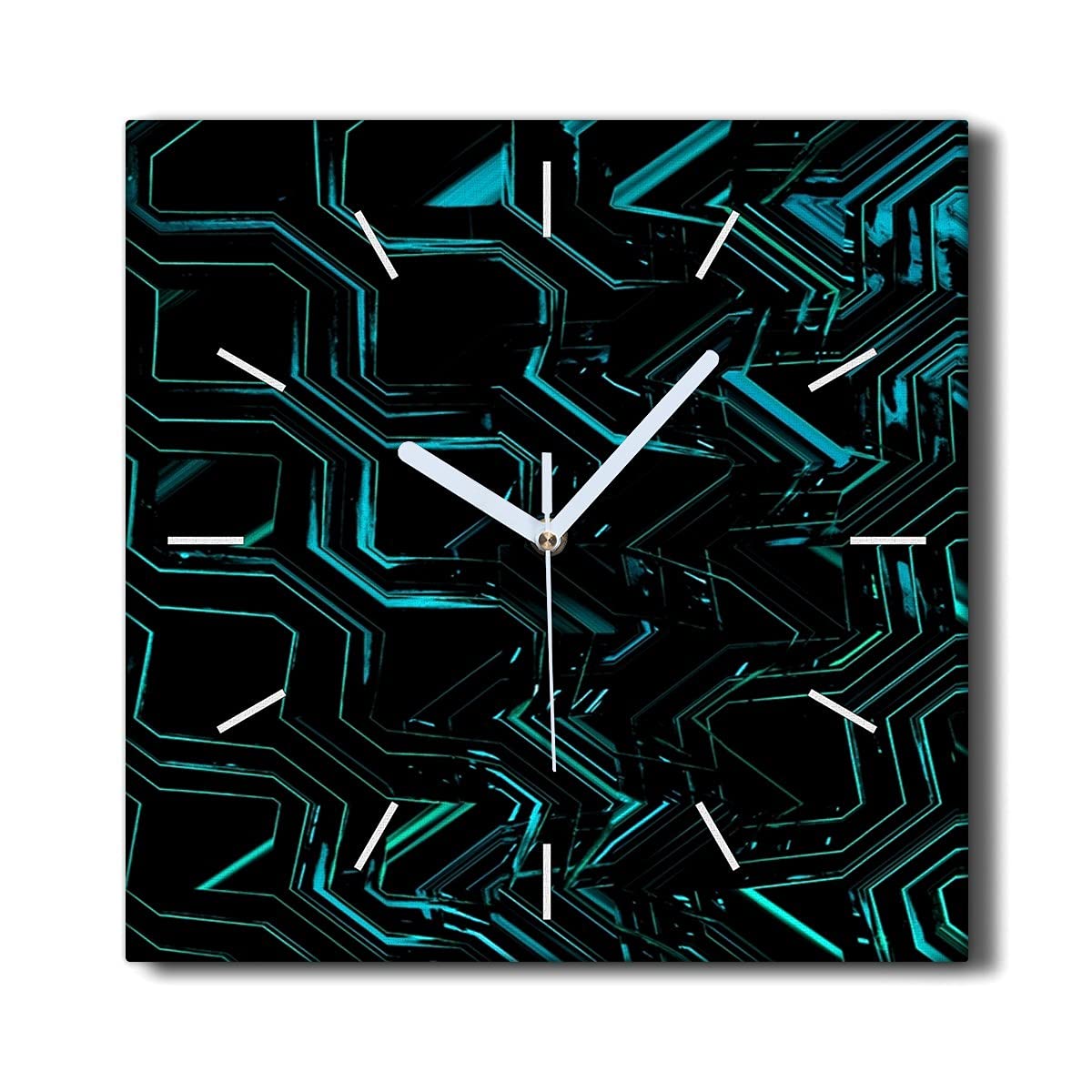 Horloge sur Toile 30x30cm au Style Abstrait sans tic-tac pour Décoration Murale de Salon