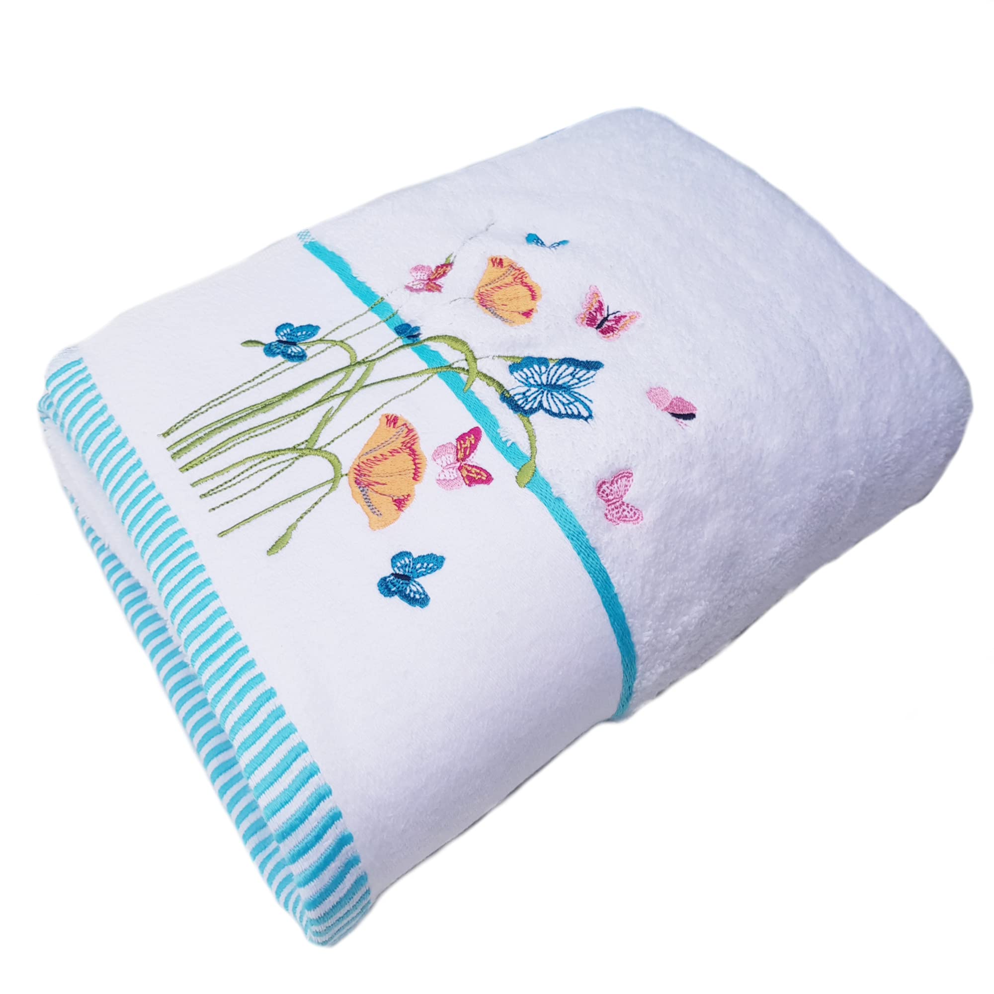 Sue Rossi Ltd Butterfly Turkish Cotton Towels Embroidered Designs 550Gsm Soft Plush Quality Bathroom Towel (, Hand Towel)