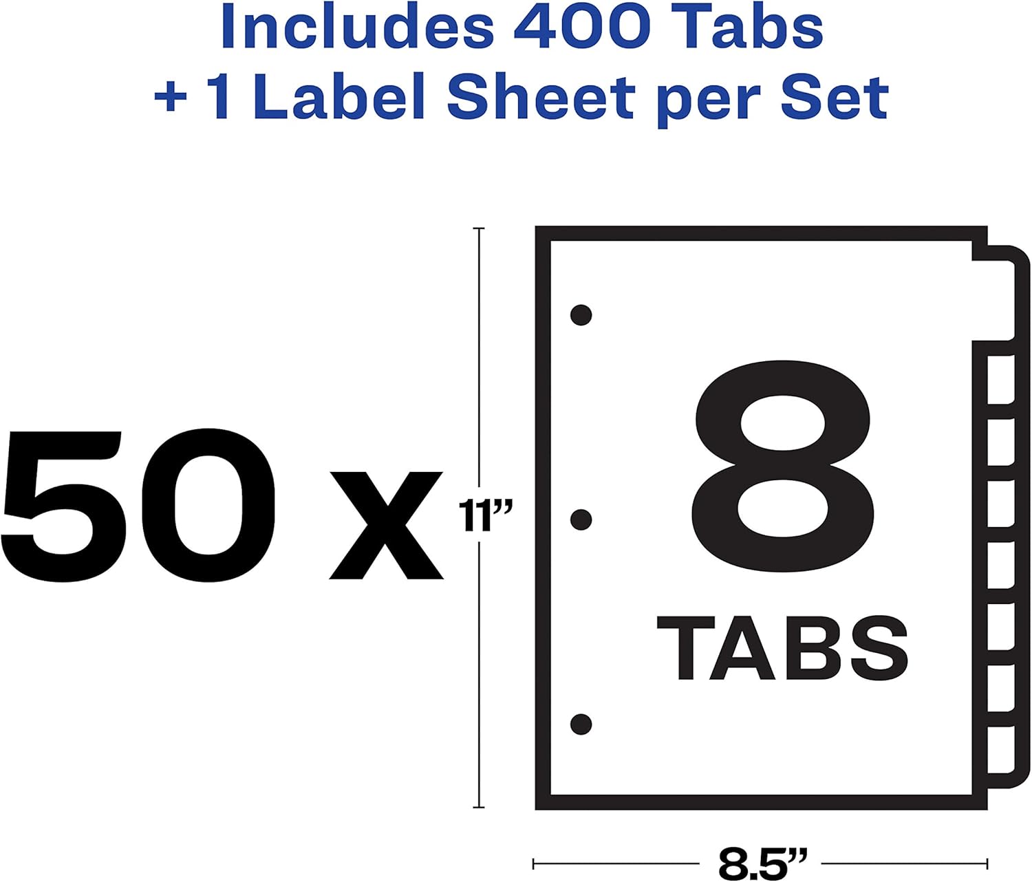 Avery Print & Apply Clear Label Dividers, Index Maker Easy Apply Printable Label Strip, 8 White Tabs, 50 Sets, Case Pack of 2 (11557)