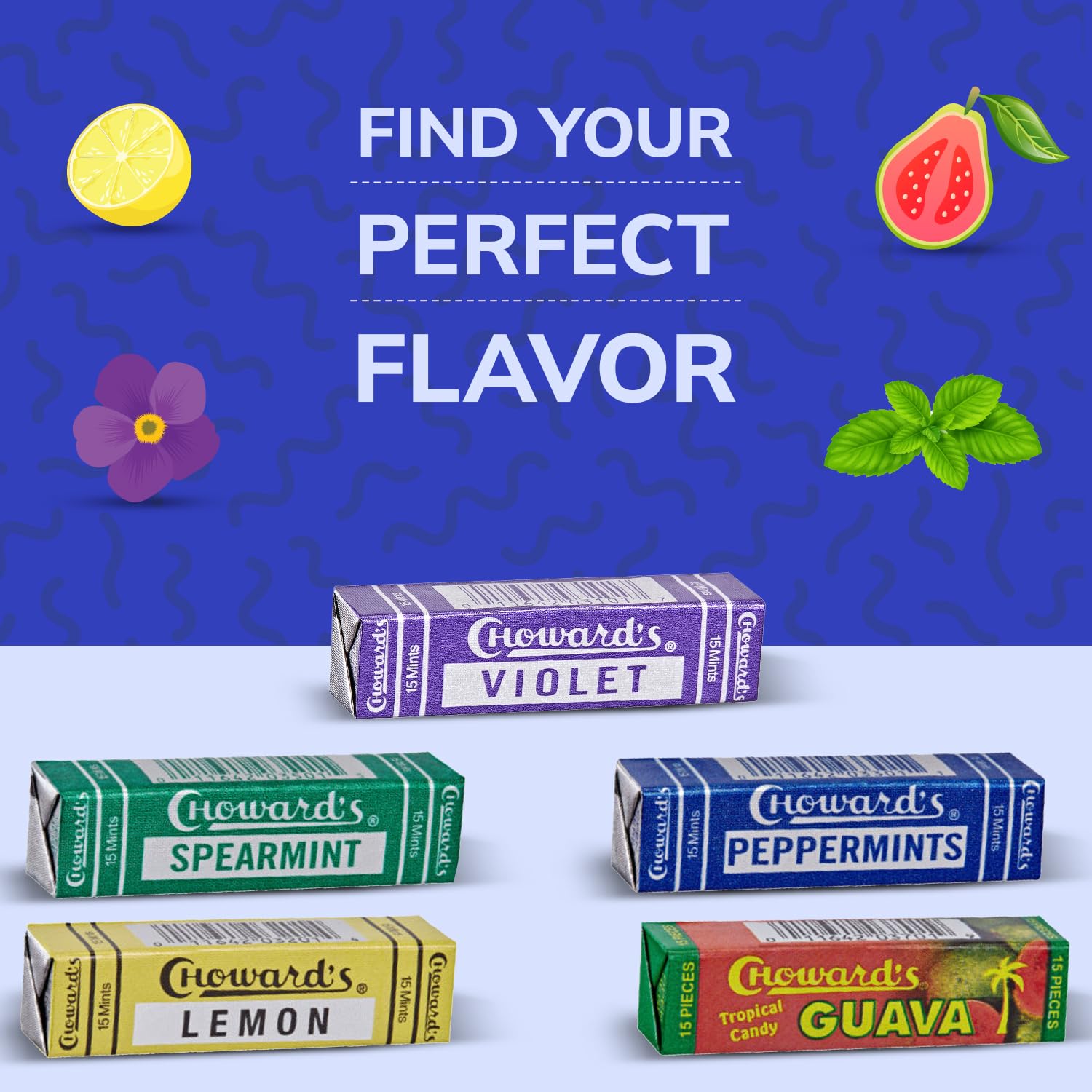 Choward's Peppermint Candy | Bold Aromatic Flavor | Perfect for Snacks in Lunchboxes, Travel, Sharing, and Gifting | Nostalgic Vintage Candy | Pack of 24 (15 Mints Per Package, 24 Packages Per Box)
