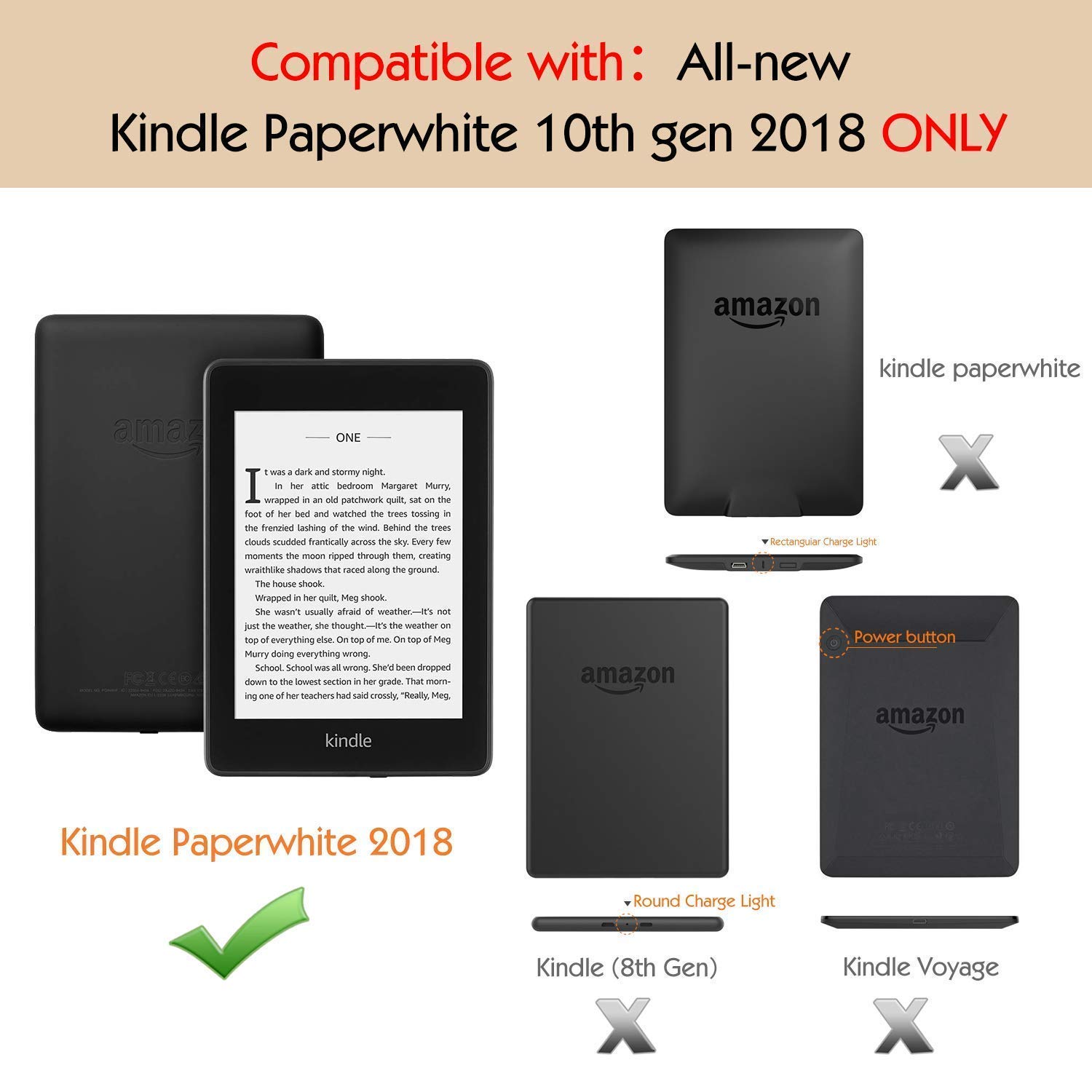 MOCA Compatible Folio flip case Cover for 2018 Kindle Paperwhite
