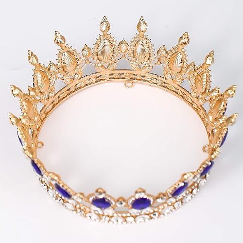 Miniatura 5 de FORSEVEN Corona de reina con diamantes de imitación, coronas y tiaras de boda para mujer, accesorios para el cabello, corona de cumpleaños de
