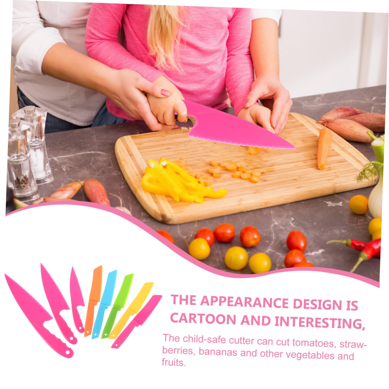 IWOWHERO Child-friendly Plastic Cutter 8pcs Multi-function Safety Knife for Boys and Girls Kindergarten Home Use