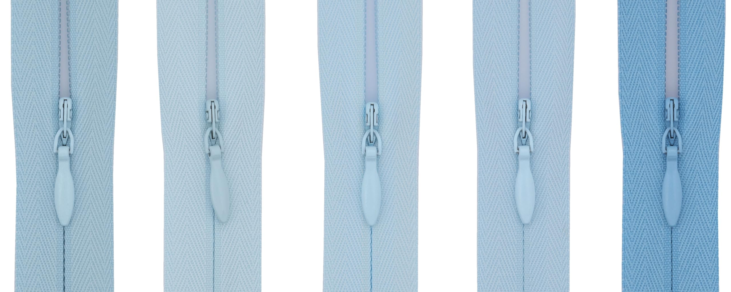 Y-Connection Pastel Blue #3 Invisible Zip 18 Inch (45Cm) – With Woven Tape For Large Cushions, Floor Pillows & Long Dress Backs - For Upholstery & Dressmaking - Pack Of 5 (5 Different Shades) (Pastel Blue)