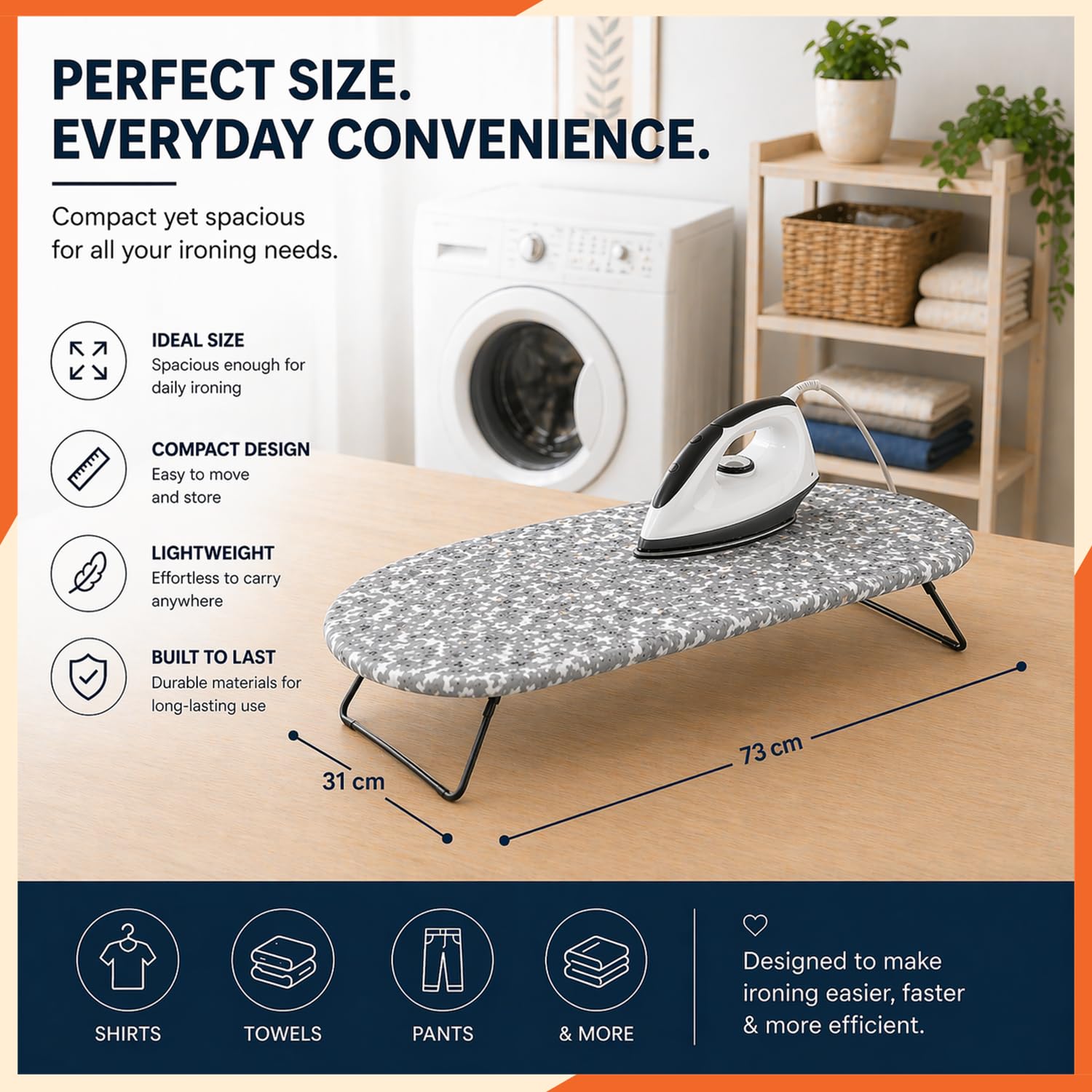 Prime Ezee-Press Mini Ironing Board - Portable & Foldable -6