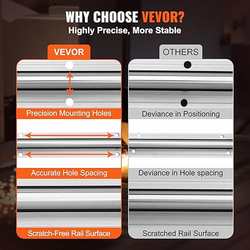 Miniatura 5 de VEVOR Juego de rieles de guía lineal, SBR16 59.055 in, 2 rieles guía SBR16 de 59 pulgadas59.055 in y 4 bloques deslizantes SBR16UU, rieles lineales