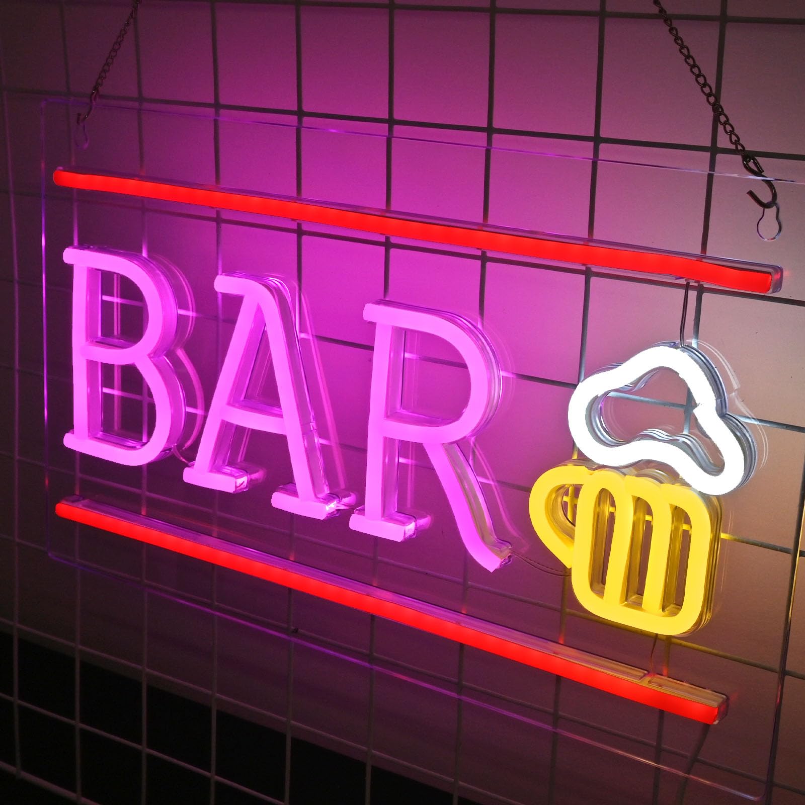 Bar Neon Sign Beer Neon Signs LED Neon Light USB Letter Bar Neon Light Sign for Bar Wall Decor Light Up Signs for Hotel Pub Cafe Birthday Party Man Cave