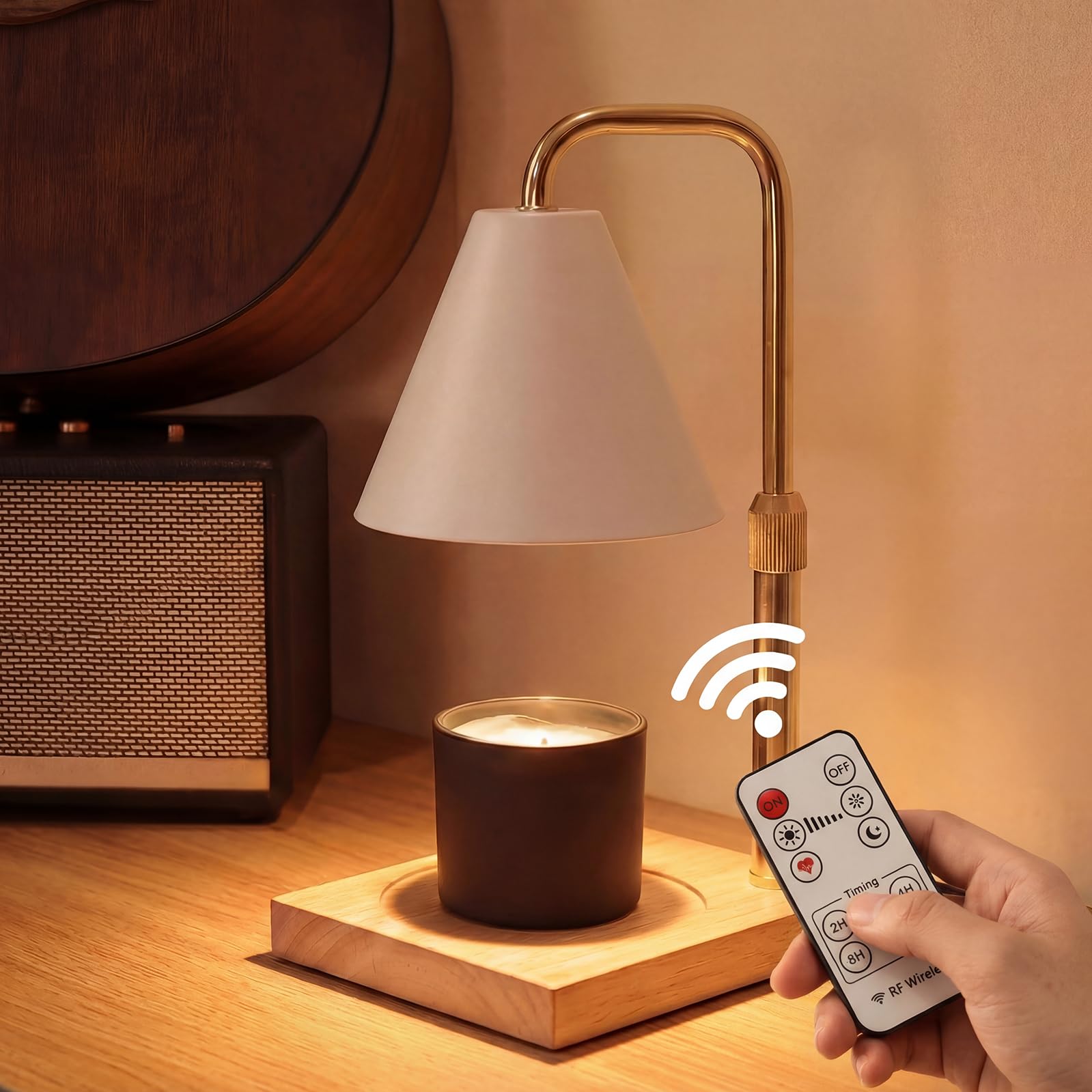 BJFFN SIJIE-USA BJFFN Candle Warmer Lamp with Timer and Wireless Remote Control - Birthday Gifts for Women, House Warming Gifts New Home Decor, Wax Melt for Jar Candles with 2 Bulbs