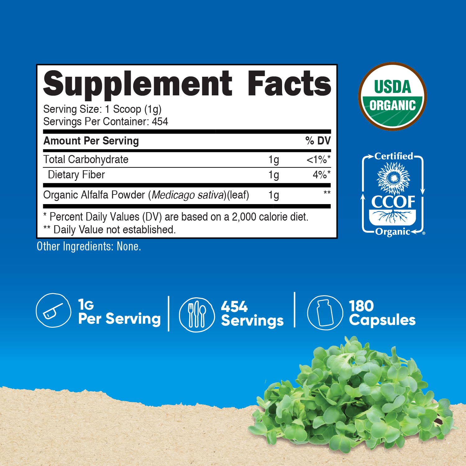 Nutricost Organic Alfalfa Powder 1LB, USDA Certified 100% Organic, Non-GMO — Amazon image 2