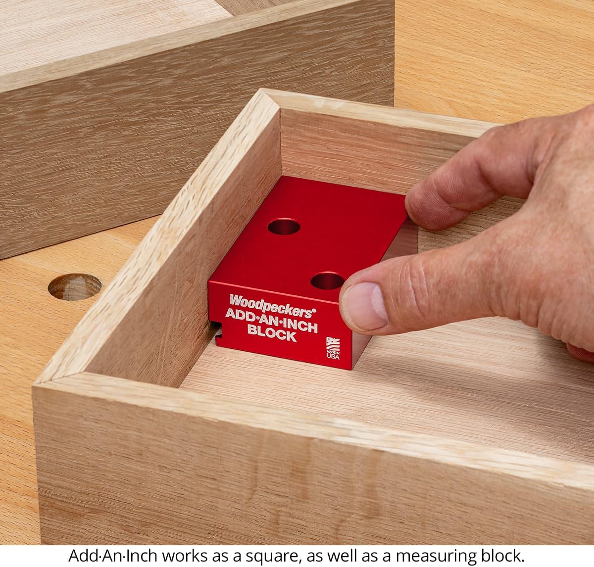 Woodpeckers Add-an-Inch Block – Precision-Machined 1 x 2 x 3-Inch Table Saw Fence Stop for Safe, Repeatable Crosscuts, Clamp-On Table Saw Accessory, Setup & Offset Block, Made in USA ADD-1