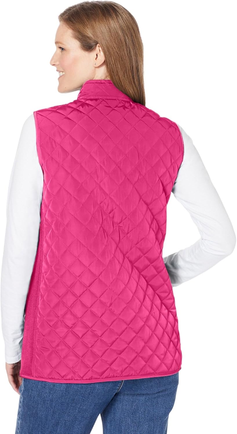 Woman Within Plus Size Zip-Front Quilted Vest Long Lightweight Gilet
