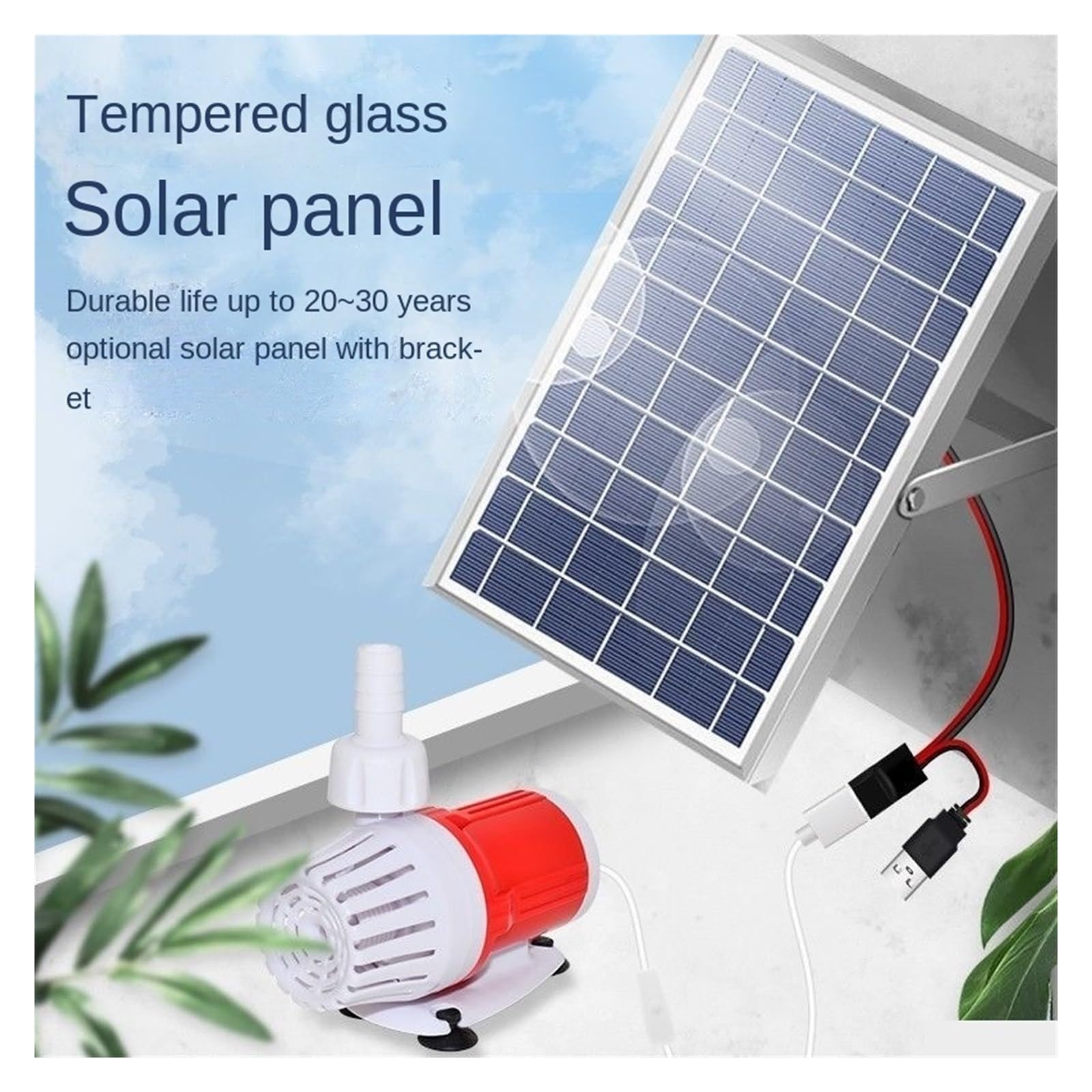 Solar Springbrunnen, Solarwasserpumpe mit großem Durchfluss, Aquarium-Fischpumpe, Steingarten-Wasserfall-Brunnen, tauchfähig, Hydrokultur, Wasserkreislauf, Poolpumpe, Filter(5V10W 5W Pump)