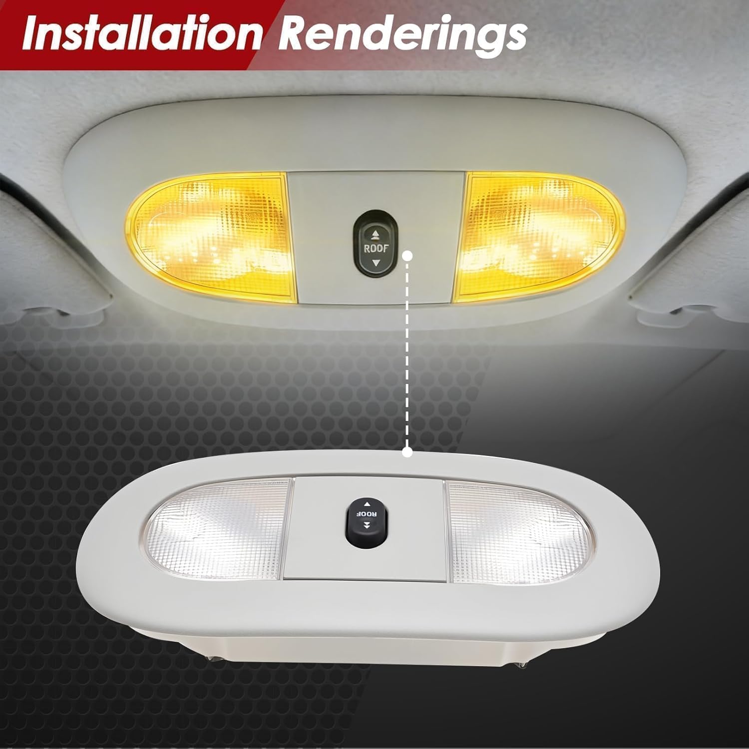 Gray Front Overhead Console with Dome Map Light & Sunroof Switch Compatible with F Series 250 350 450 550 Super Duty 2008-2010 8C3Z-25519A70-AA 4L3Z-13783-AA